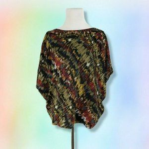 Aryn K Top M Woman Blousy open Back Brush Strokes Pattern Artsy boho